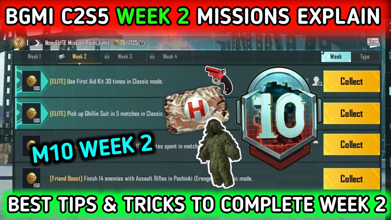 SEASON C2S5 M10 WEEK 2 MISSIONS EXPLAIN 🔥 BGMI M10 ROYAL PASS MISSIONS 🔥 M10 WEEK 2 MISSIONS PUBG