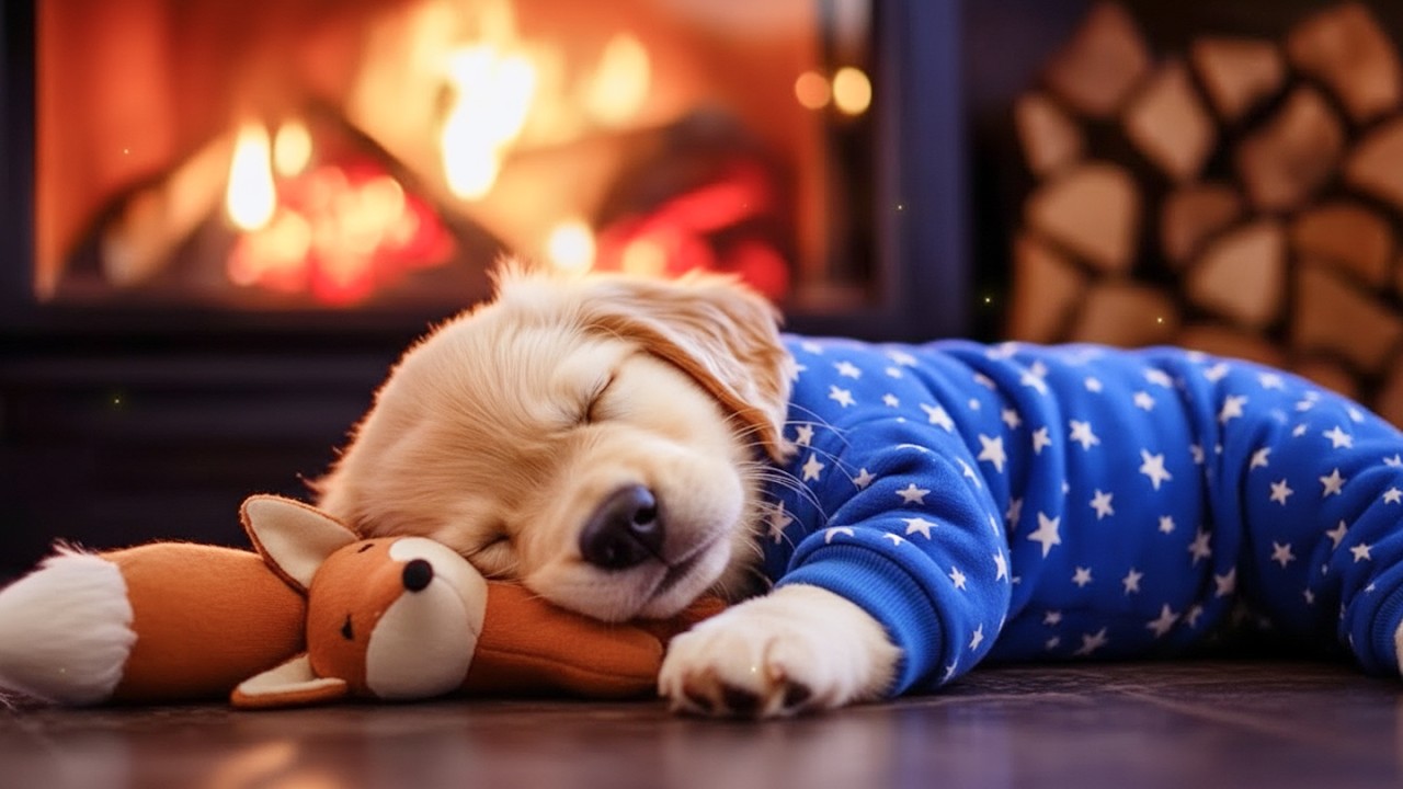 Успокаивающая музыка для сна собак и щенков 💤 30 минут глубокого сна у камина