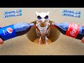 Experiment !!! SKELETON vs Underground Pepsi, Coca Cola, Sprite and Mentos