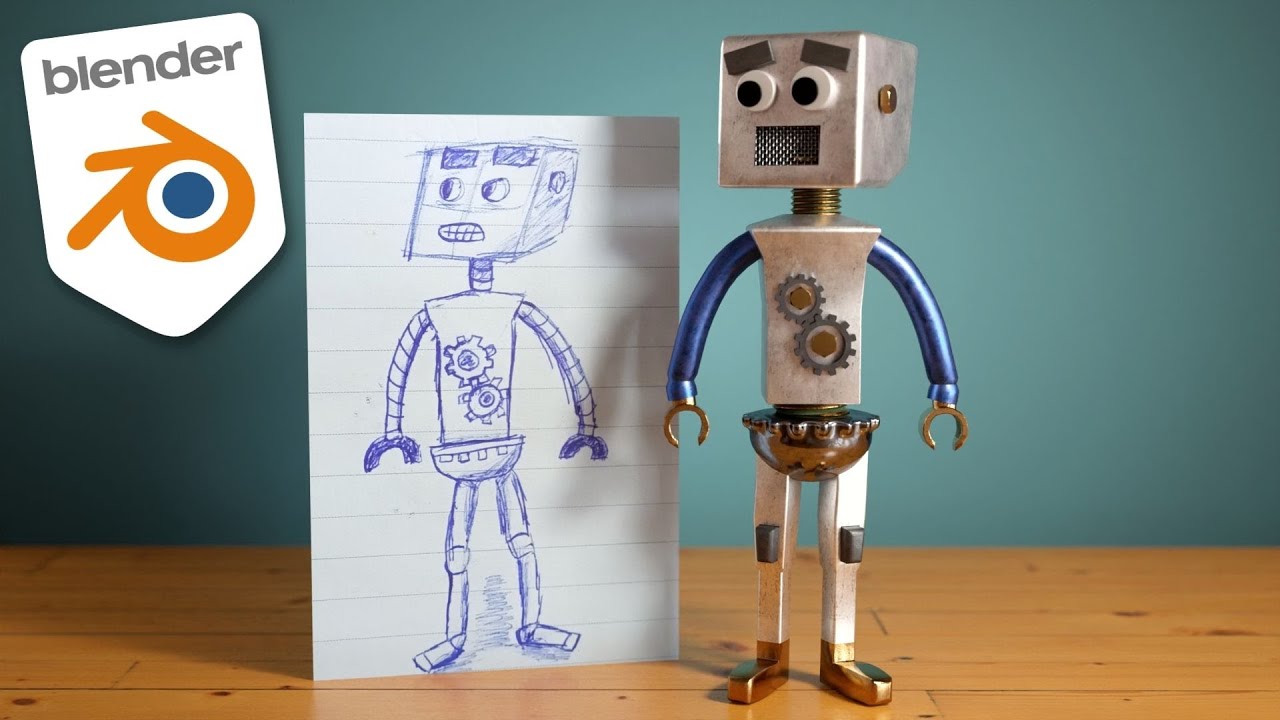 From 2D to 3D cute robot character - Timelapse in Blender 3.5 - YouTube