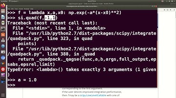 3b Numerical integration using scipy - the quad function