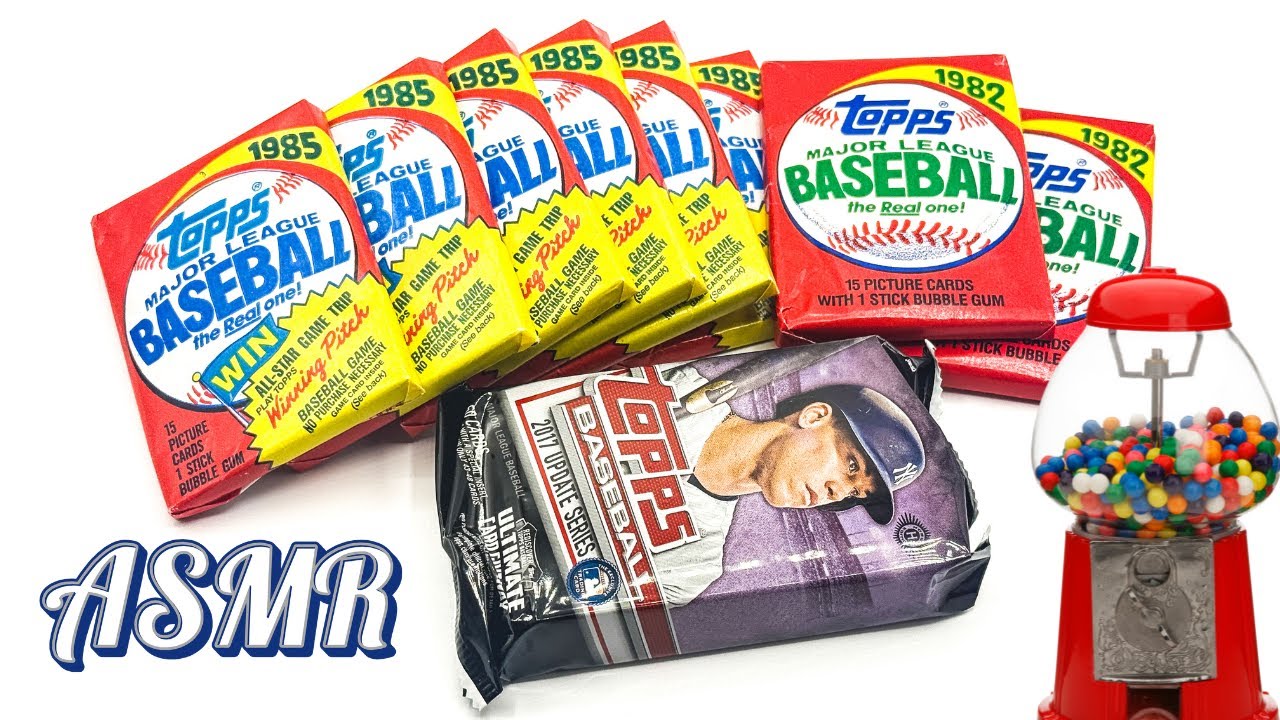 Let's open these baseball cards / ASMR whispering and gum chewing