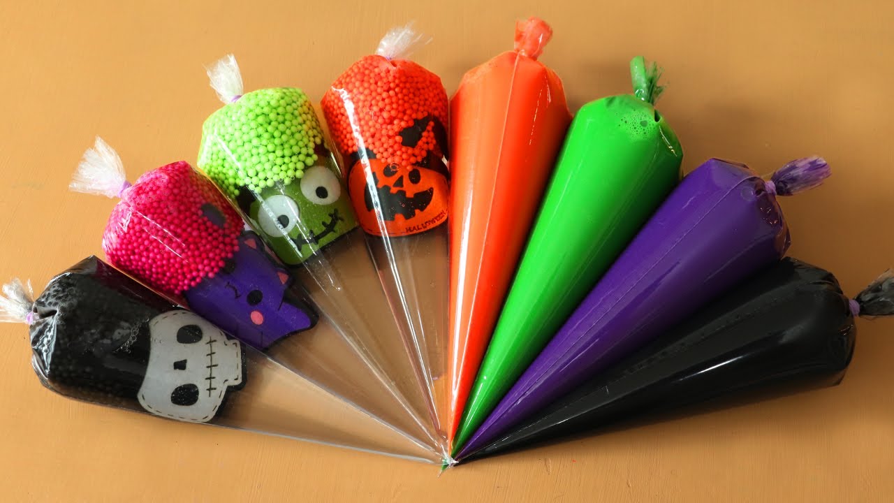 Making Halloween Slime with Piping Bags! Most Satisfying Slime Video★ASMR★#ASMR #PipingBags