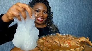 Asmr mukbang white soup assorted meat with fufu