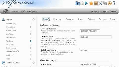 How to install Nucleus from Softaculous
