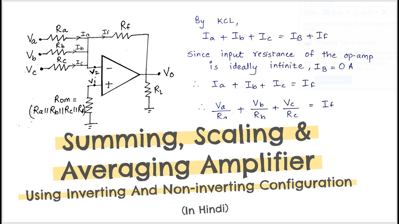 Summing, scaling and averaging amplifier using op-amp | Inverting and
