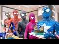 Pro 5 spiderman team  blue is new color superhero   comedy action real life  by bunny life