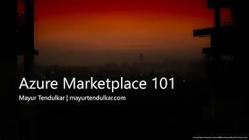 Azure Marketplace 1o1 : Introduction