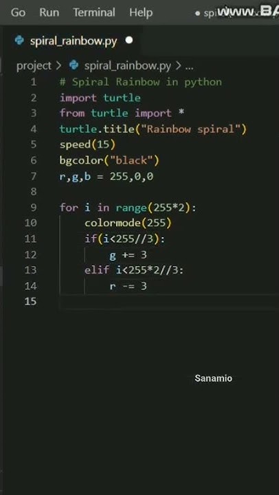 Spiral rainbow in python Using turtleπ’ | cool shapes in python #shorts ...