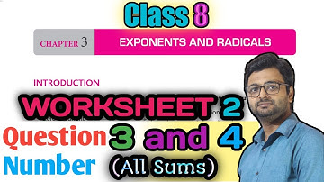 DAV Math | Class 8 |Chapter 3| Exponent n Radical | Worksheet 2 | Question 3, 4 | Art Of Mathematica