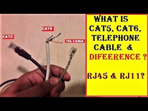 What is CAT5, CAT6, Telephone cable? RJ45, RJ11 connecter? and Application - YouTube