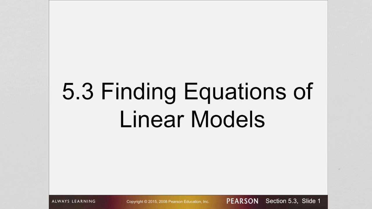 MATH 90 5.3 Find Equations of Linear Models - YouTube