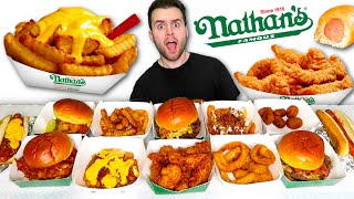 Trying Nathan's Famous MENU! $100 Taste Test!