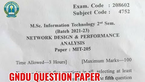Gndu Msc IT 2nd Semester Network Design and Performance Analysis Question Paper