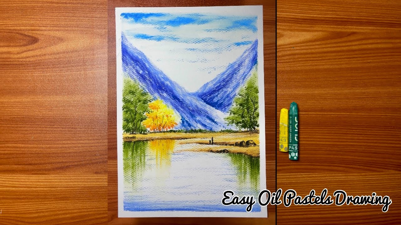 How to Draw Hillside Scenery | Easy Oil Pastels Drawing for Beginners 