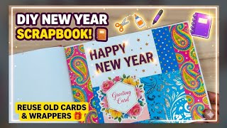 DIY New Year Scrapbook Ideas 📔✨ | How To Reuse Old Greeting Cards & Wrappers@learnncreate25 