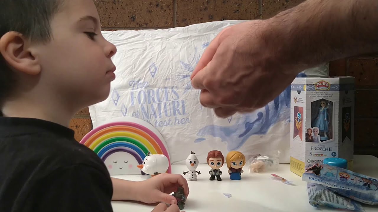 Frozen and Frozen 2 Tomy Collection, Mashems  and Play Doh - Rainbow and Pillow on Display