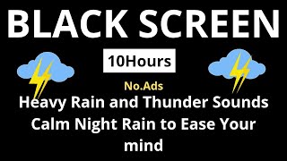 🔴 Calm Rainy Night with Thunder | Sleeping Sounds Black Screen