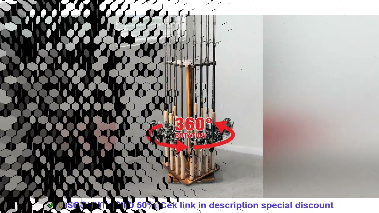 Fishing Rod Holders for Garage 360 Degree Rotating Fishing Pole Rack, Floor Stand Holds up to 16