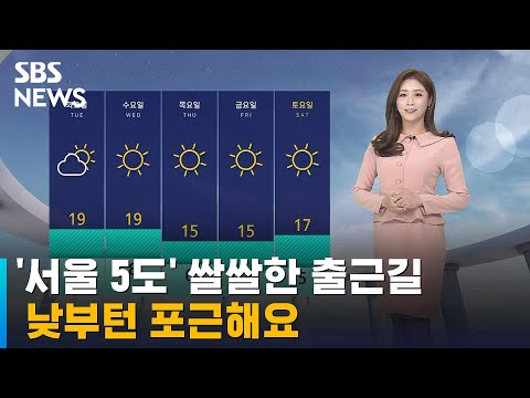 [날씨] '서울 5도' 쌀쌀한 출근길…낮부턴 포근해요 / SBS