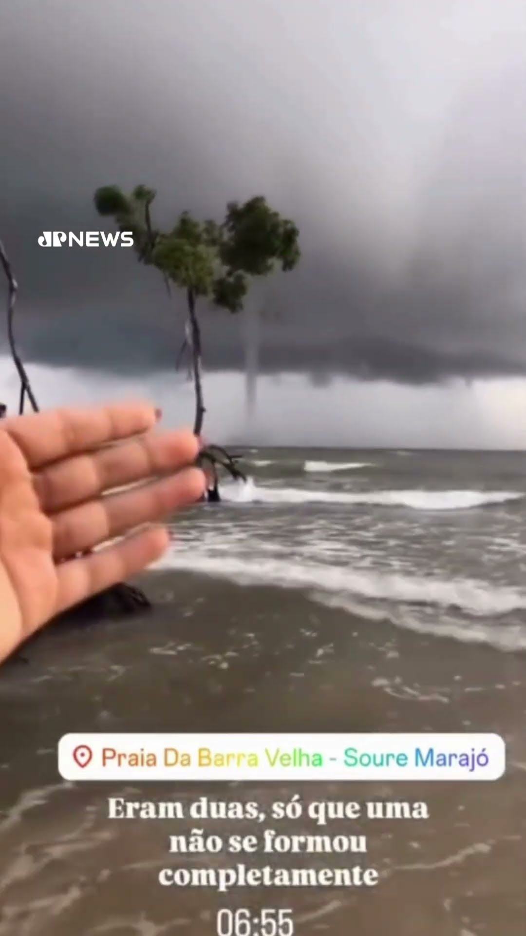 Tromba d’água impressiona moradores na Ilha de Marajó, no Pará