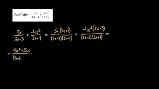 Sčítání lomených výrazů s různými jmenovateli | Matematika | Khan Academy