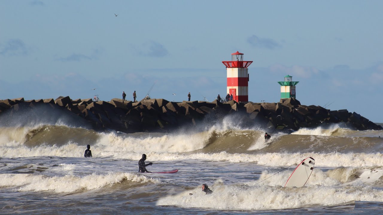 Scheveningen Winter Surf! A solid North swell slams the beach!