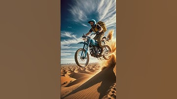 Thumbnail of Riding the Dunes #ai #aiart #suno #desertadventure #dirtbike #motocross #sunsetride #gptchat