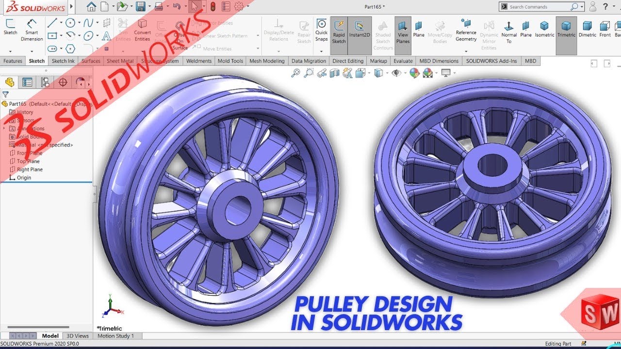Pulley Design Solidworks Tutorial for Beginners Exercise | Tips and ...