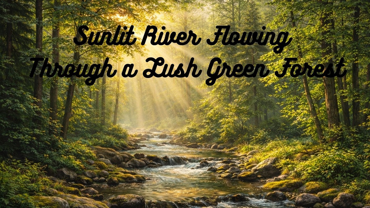 Sunlit River Flowing Through a Lush Green Forest | Peaceful Nature ...