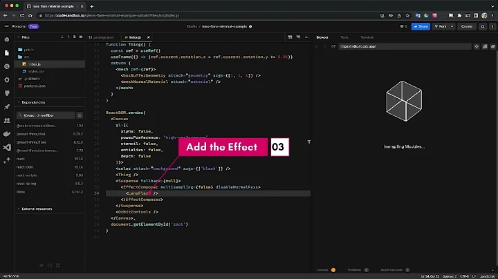 [ React Three Fiber ] Lens Flare 30 seconds instalation