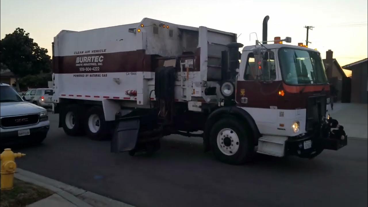 Burrtec Garbage Trucks collecting trash in Fontana YouTube