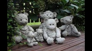 Decorate pots with old teddy bear |  Cement craft |  Homemade pot |