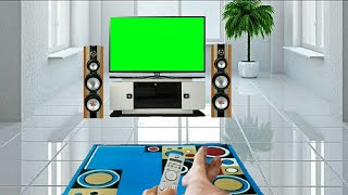 🔴Green screen animasi nonton musik TV LCD