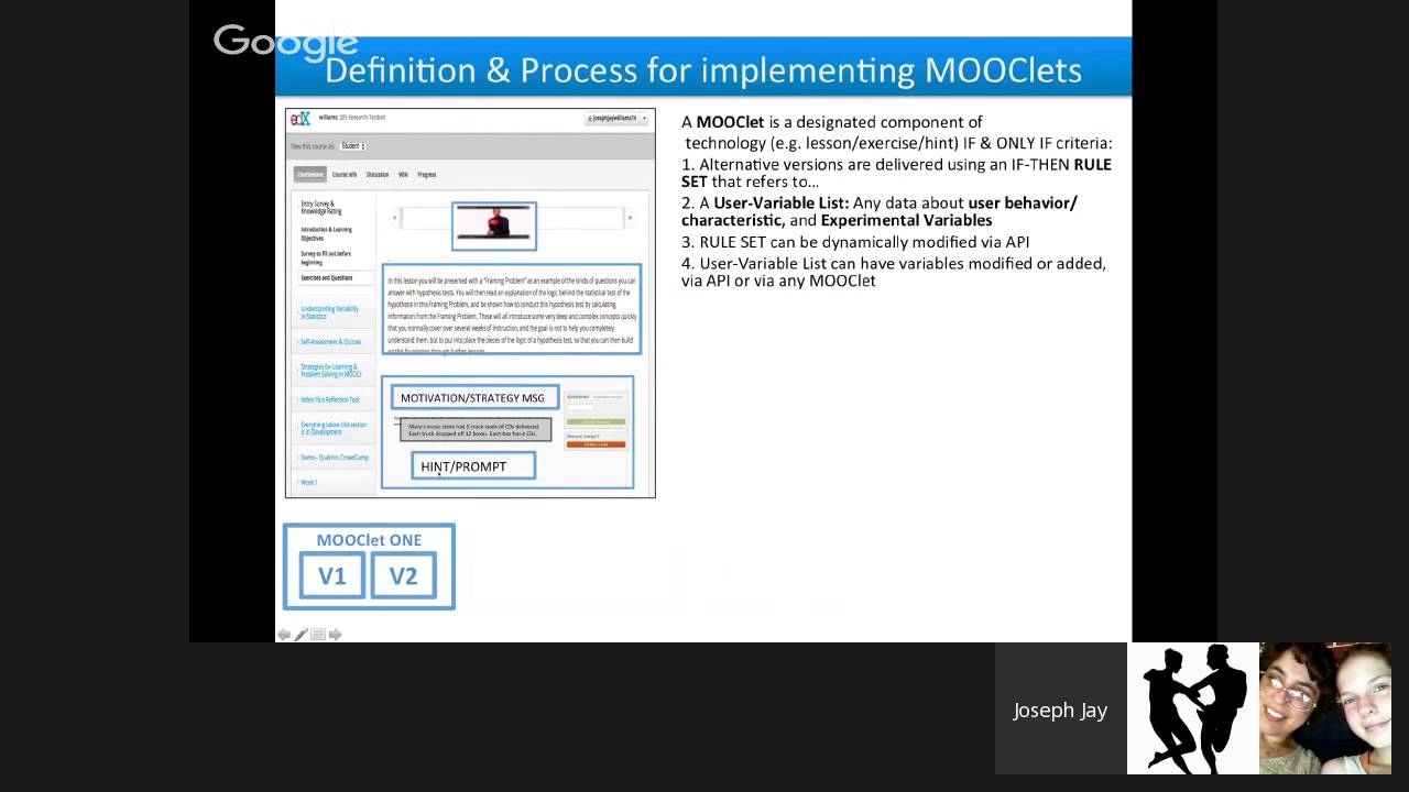 DANCE Talk: MOOClets - A Framework for Enhancing and Personalizing Online Education
