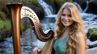 Heavenly Music 🎵 Relaxing Harp Instrumentals 🎵 4k Creek Bliss