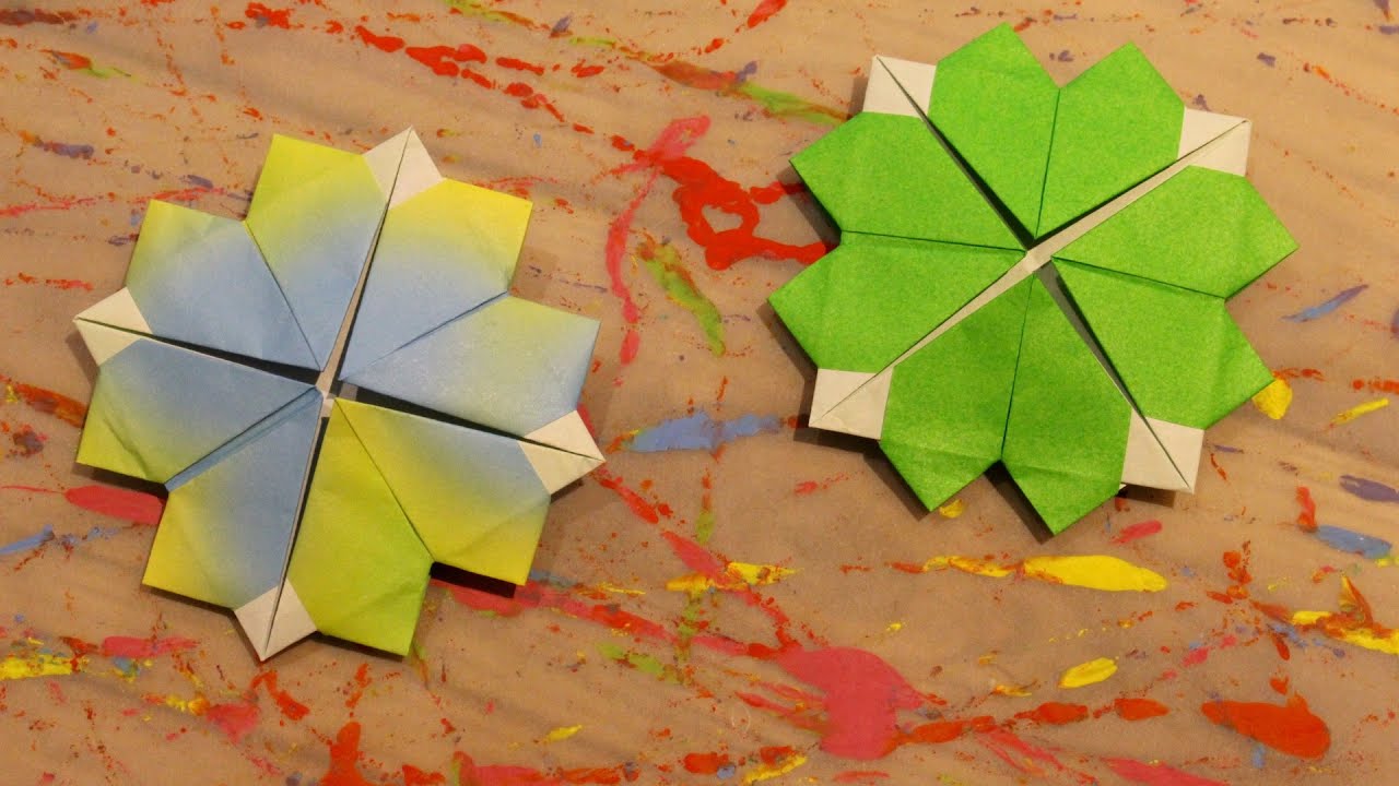 折り紙1枚でできるクローバーの折り方 How To Fold A Clover With One Origami Sheet Youtube