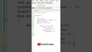 Star Pattern 28 Program in C Language | TasinCoder