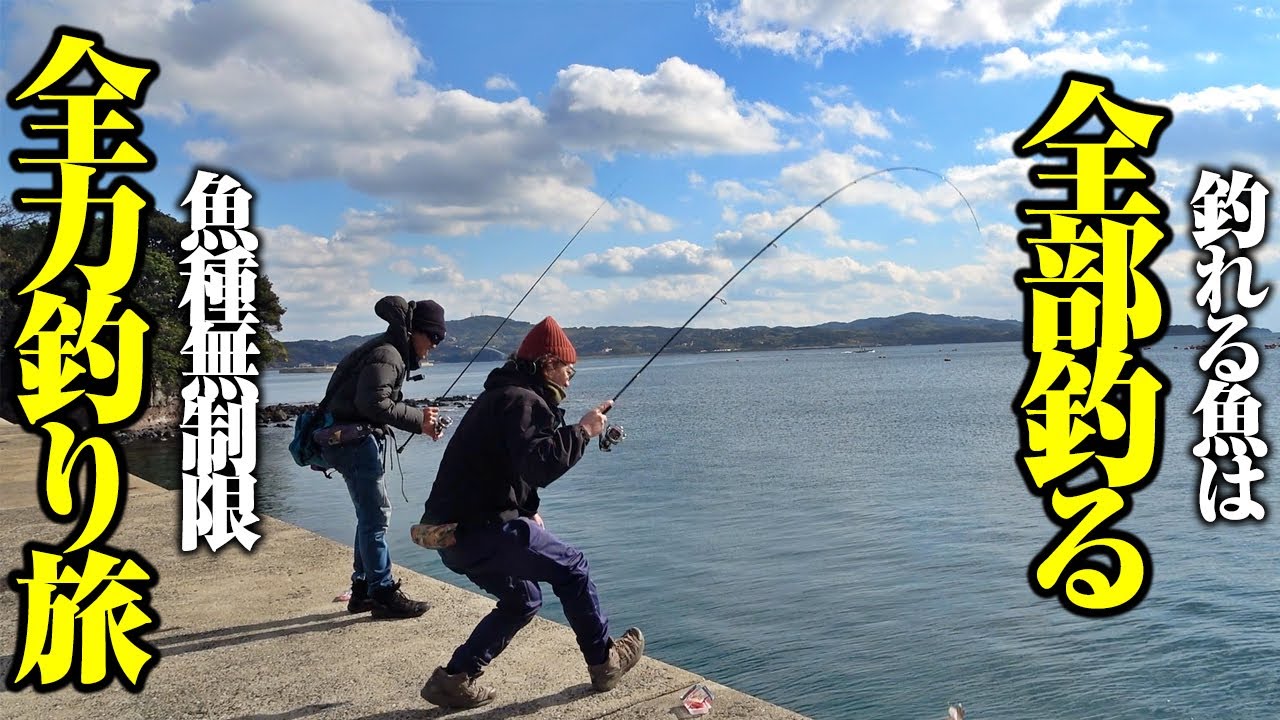 釣りバカ2名による全力釣り旅！！手段問わず本気で釣りしたら…大アジ、青物、怪魚。尋常ではない魚種数になった件。堤防から磯まで全部釣る！！