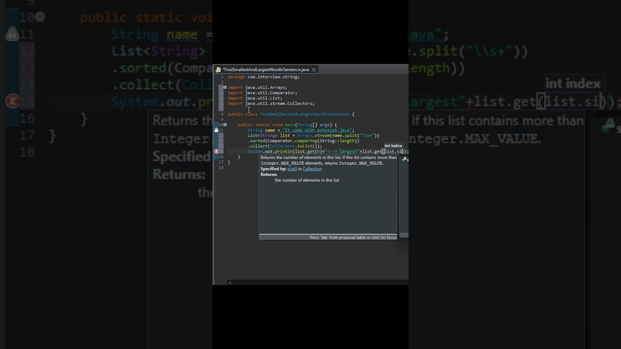 Java Interview Q12🚀Find smallest and latest words in sentence 