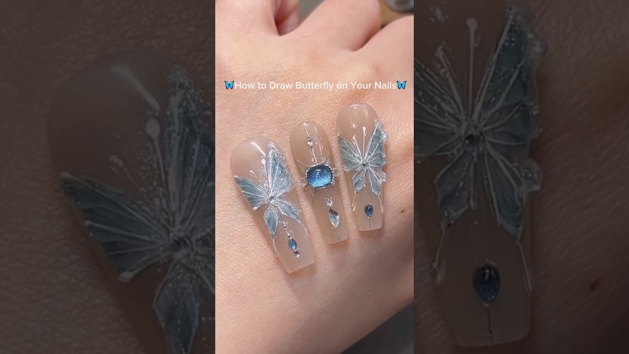🦋How to Draw Butterfly on Your Nails | Vettsy Hand Painted Nails Tutorial
