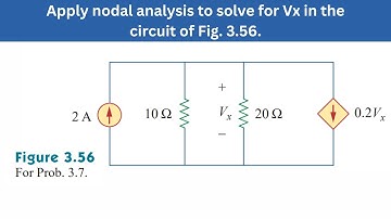 Prob 3.7 | Apply nodal analysis to solve for Vx in the circuit of Fig. 3.56. | FEC 4th Edition