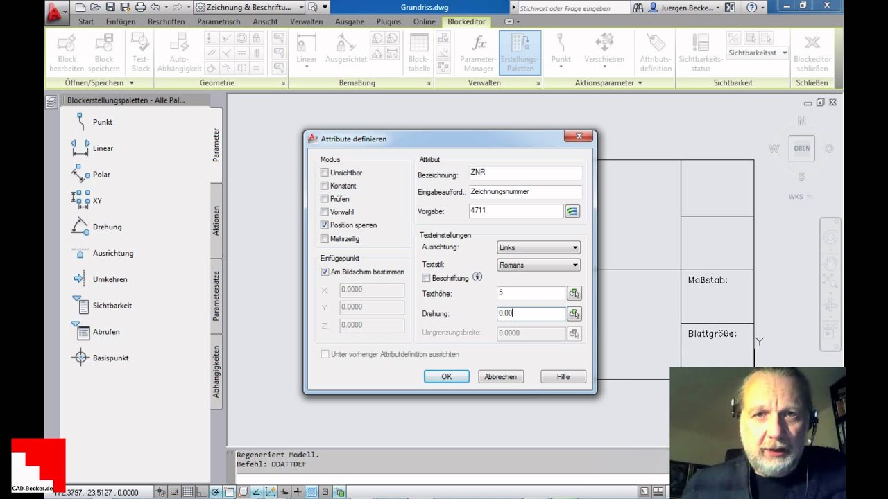 AutoCAD Blockdefinition mit Attribute