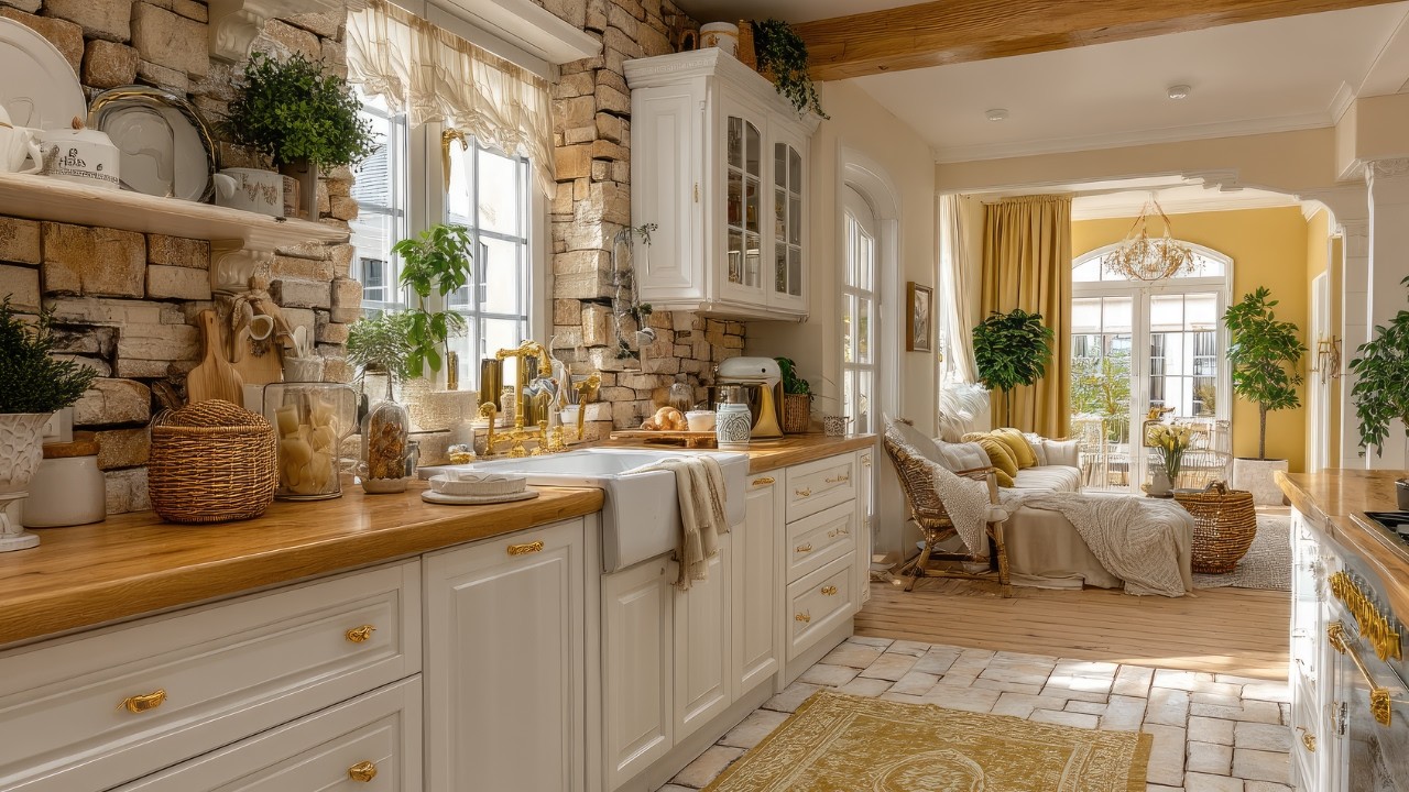 Elegant Rustic Living: A Small French Rustic Yellow Farmhouse Kitchen Makeover You’ll Fall in Love