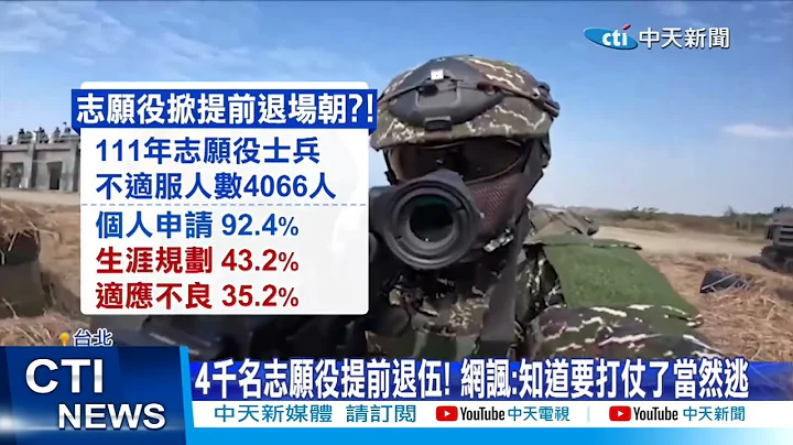 【每日必看】4千名志願役提前退伍! 網諷:知道要打仗了當然逃20230508 @CtiNews - 天天要聞