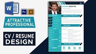 Modern Attractive graphical CV or Resume Design in ms word | printable freshers resume 2020