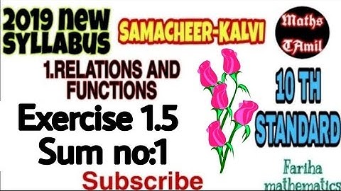 10TH STANDARD EXERCISE 1.5 SUM NO :1 / SYLLABUS 2019/RELATIONS AND FUNCTIONS /FARIHA MATHEMATICS