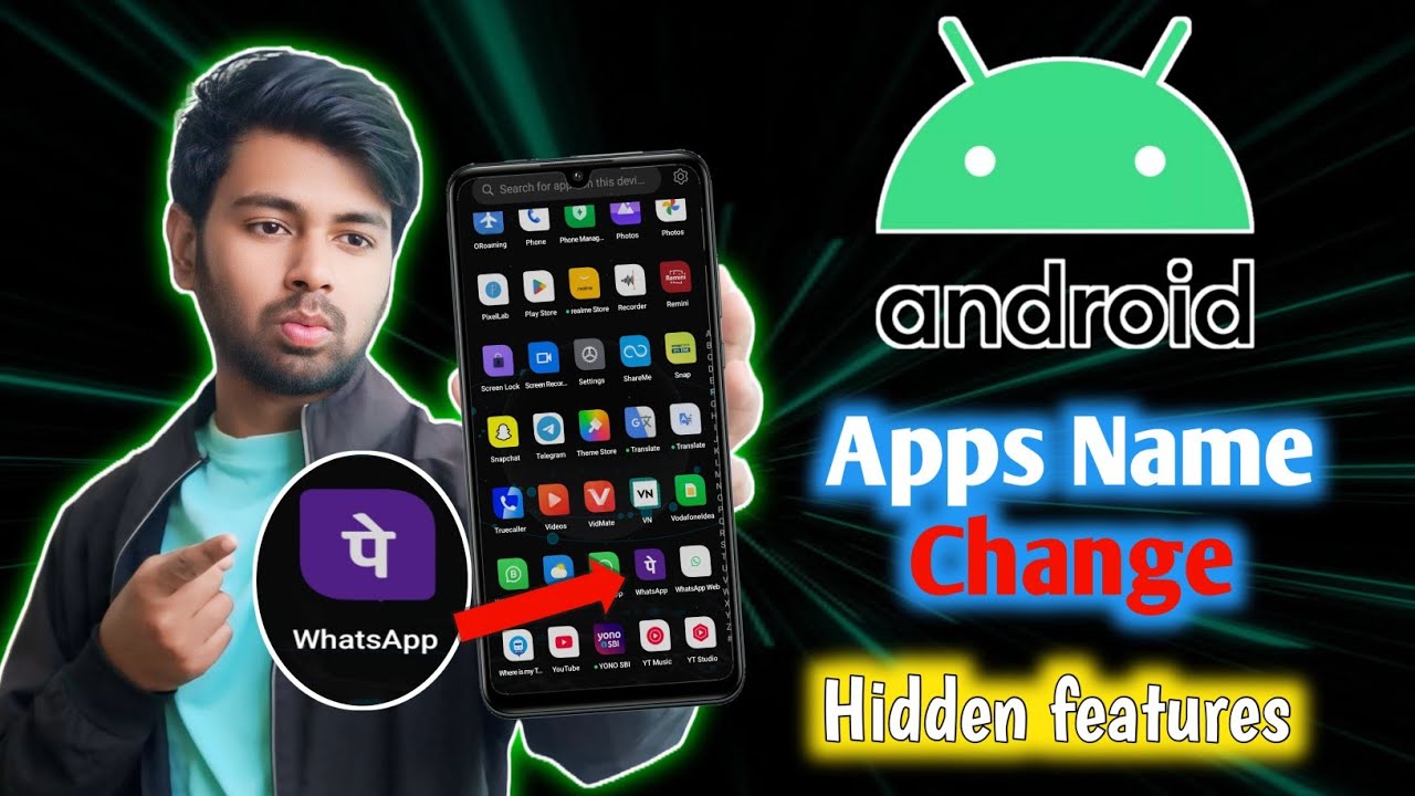 🥺Android Mobile Apps Name change | Android mobile hidden features ...