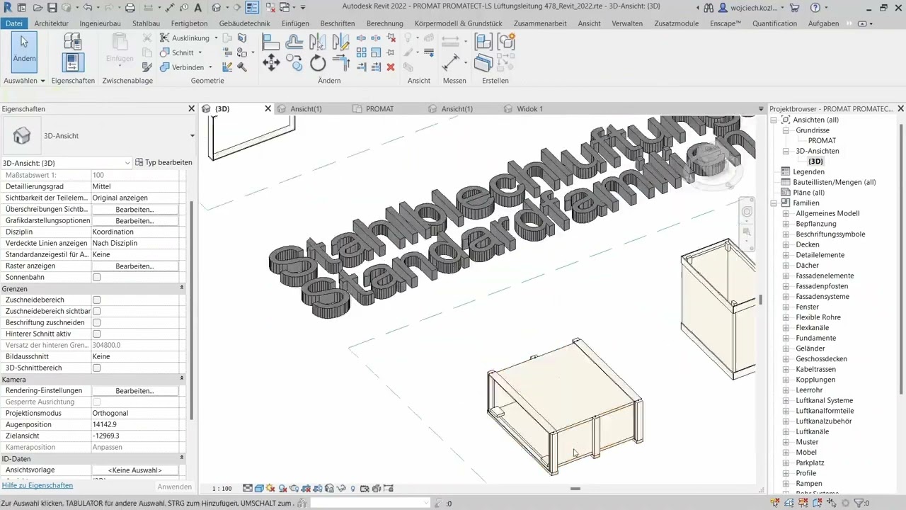 BIM Promat Konstruktion 478 - Bekleidung für Stahlblech-Lüftungsleitungen - Teil 1