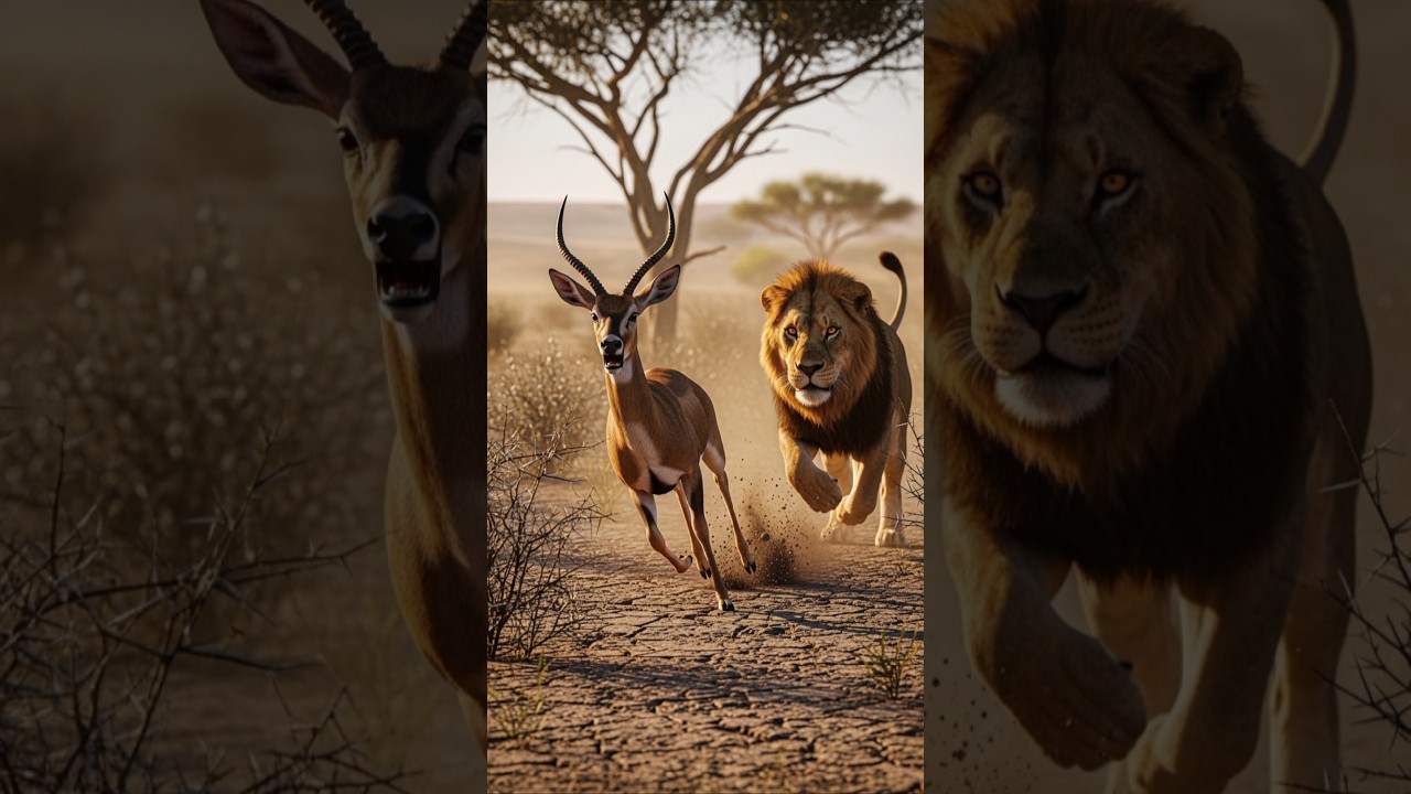 "Lion vs Deer Chase 🦁 | Realistic African Jungle Hunt | Wildlife Short Video"